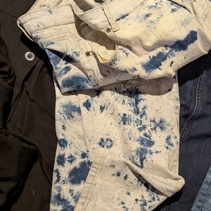 Waimea Denim Jacket in Blue and Cream Tie-Dye